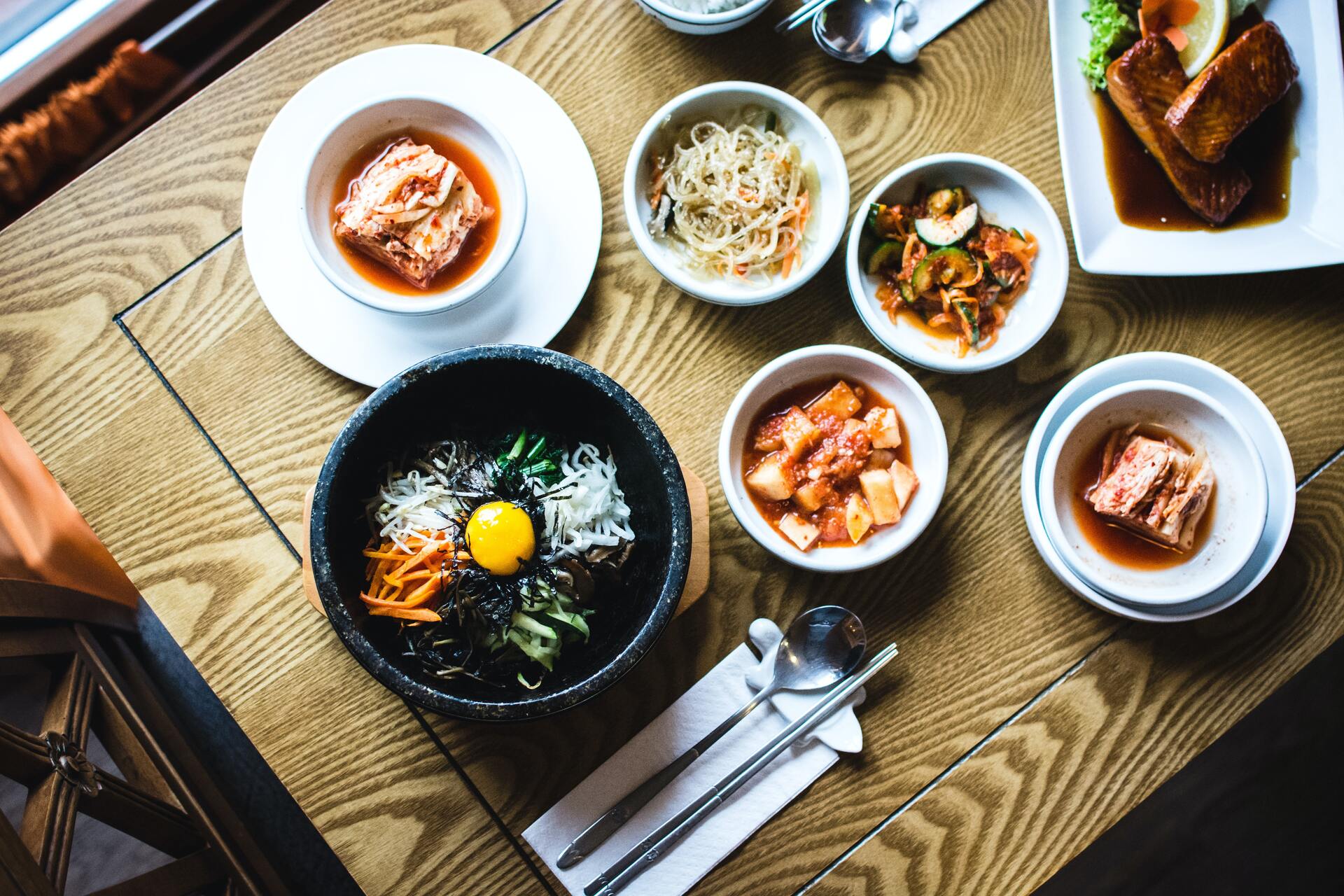Korean food setting